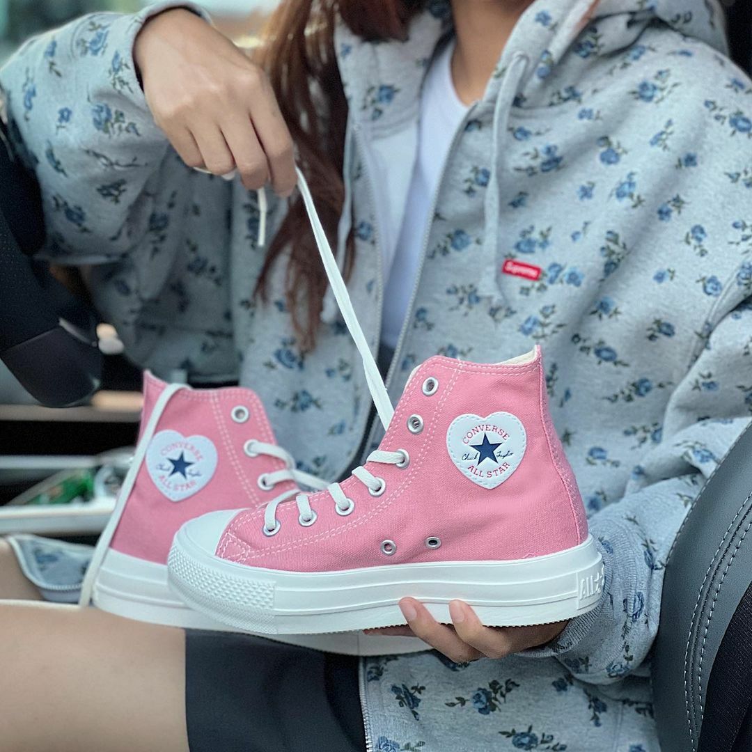 Converse AS Light Plts Heartpatch HI 日本限定 櫻花粉 粉色 輕量化 白色 厚底 帆布鞋 31310592