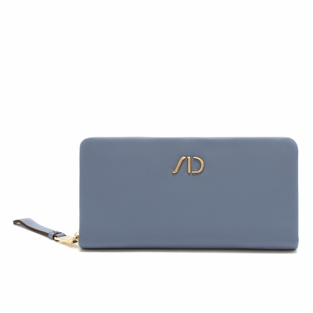 柔軟質感Nappa牛皮拉鍊長夾 藍色