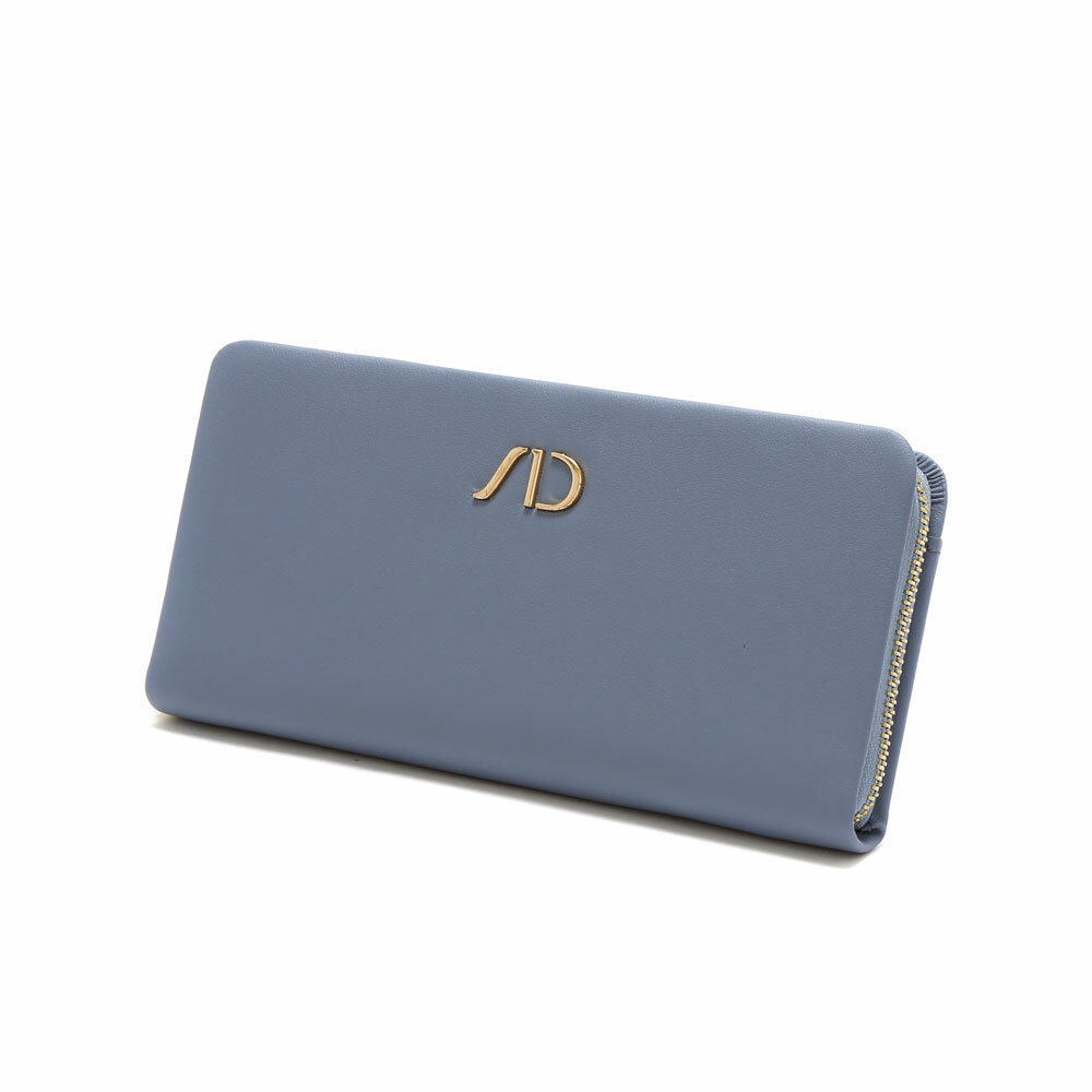 柔軟質感Nappa牛皮拉鍊長夾 藍色