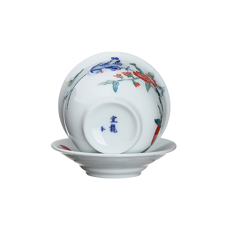 林春香|手繪立線花鳥蓋碗(200ml)