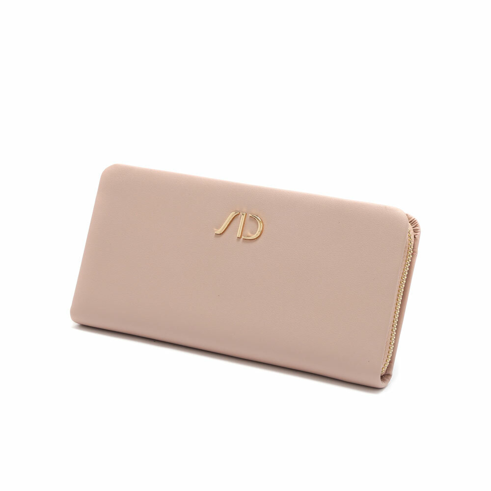 柔軟質感Nappa牛皮拉鍊長夾 粉紅色