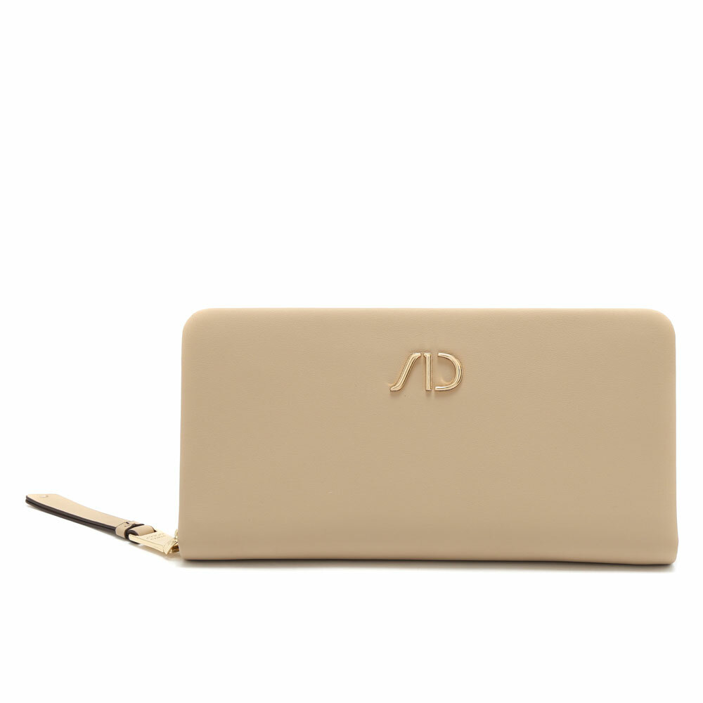 柔軟質感Nappa牛皮拉鍊長夾 杏色