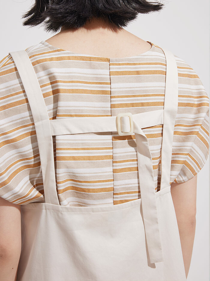 樂譜音符肩帶洋裝-雞蛋花