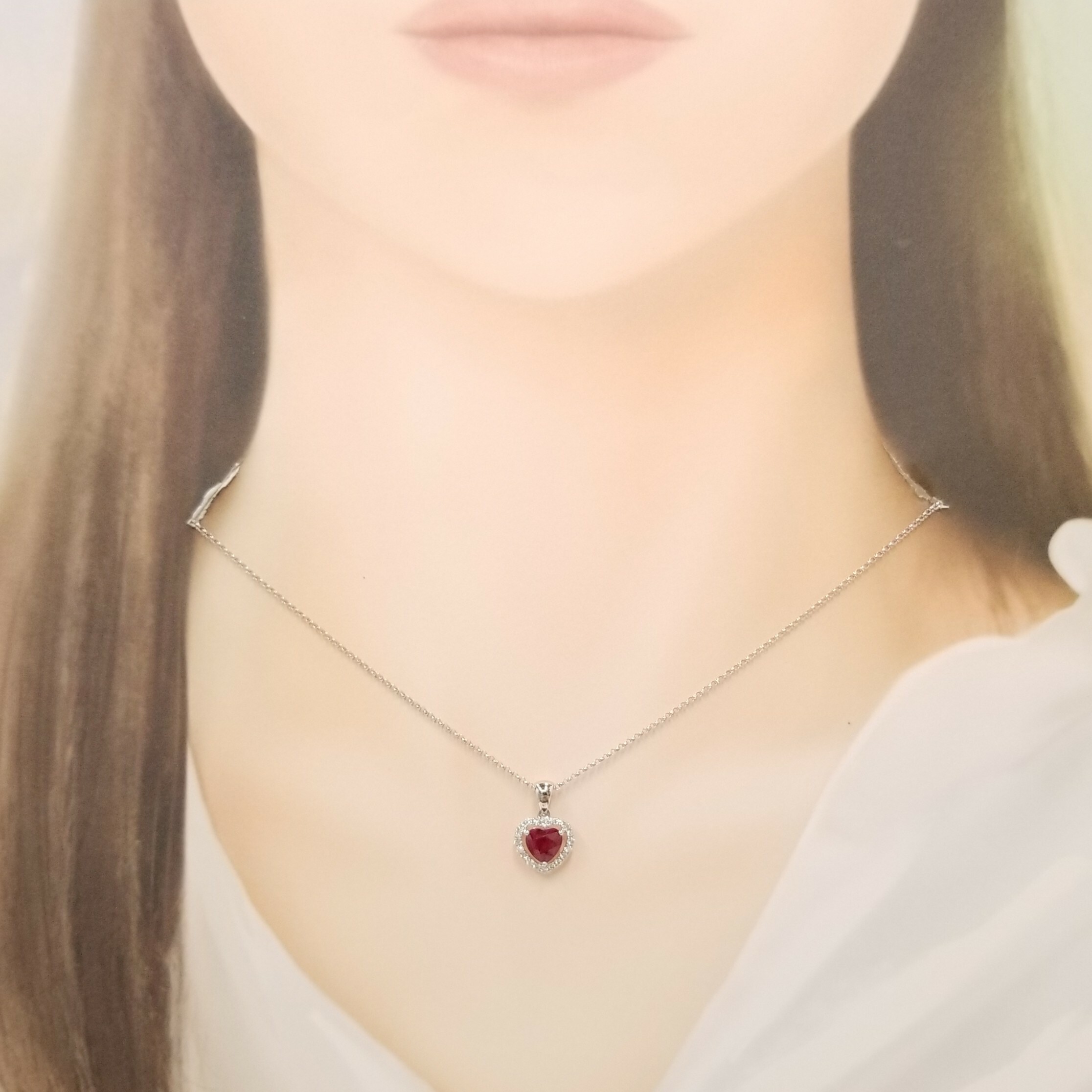 18K White Gold 1.09ct Ruby and Diamond Pendant