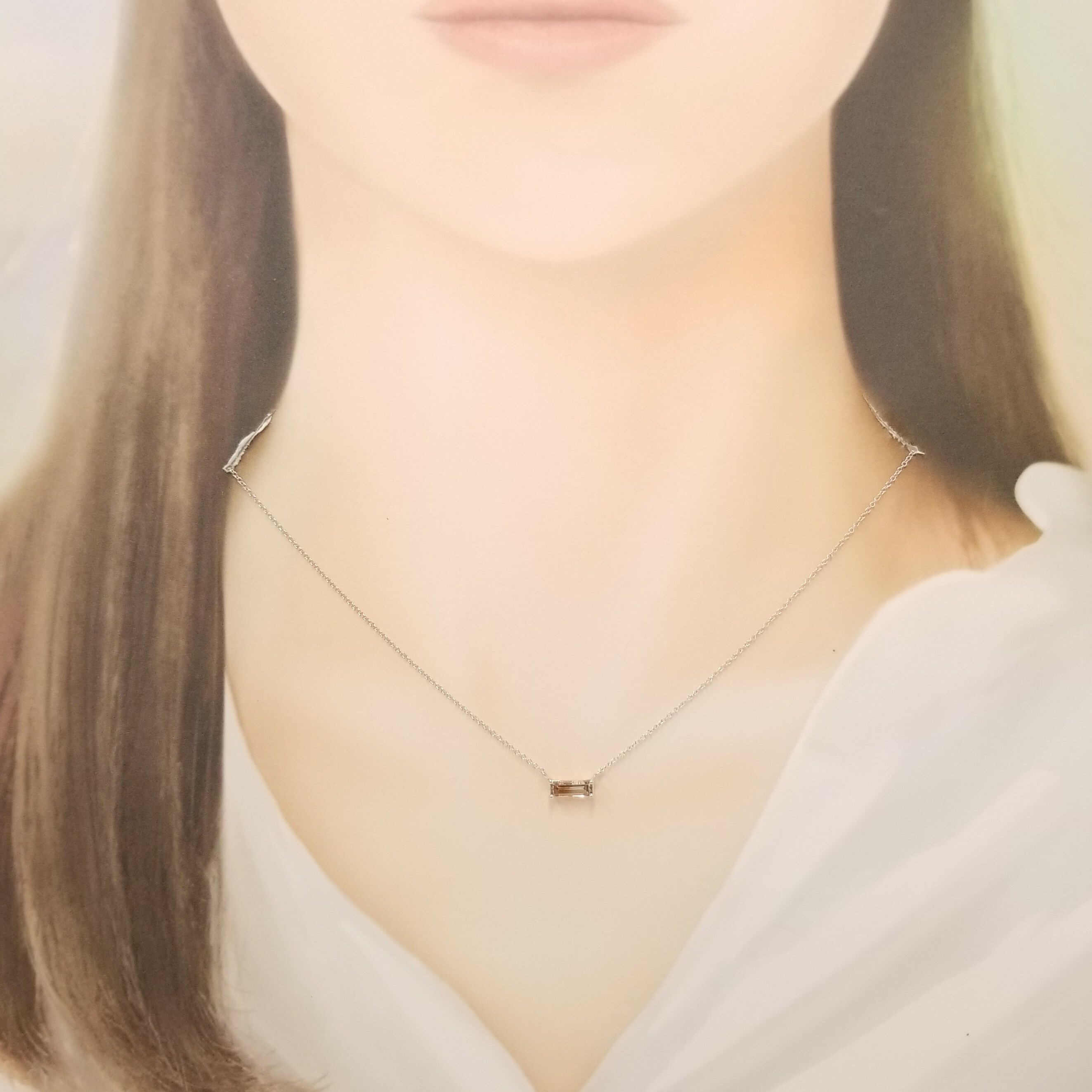 18K White Gold 0.60ct Fancy Brown Diamond Necklace