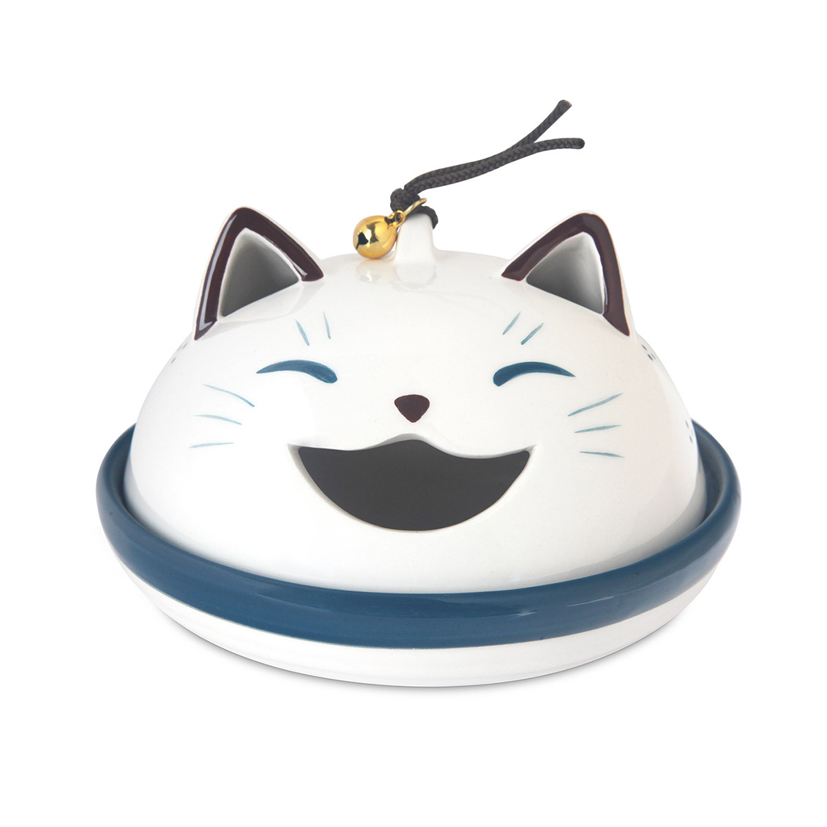 日本 薬師窯 H10cm 陶瓷貓蚊香爐 -NA4406