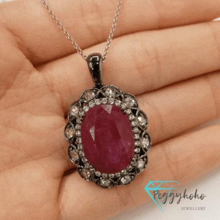 18K Black Gold 10.30ct Ruby and Diamond Pendant