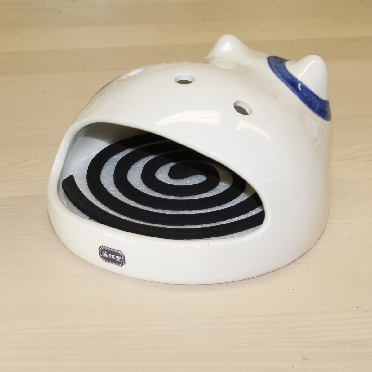 日本 薬師窯 H8.5cm陶瓷貓蚊香爐 -NA4401