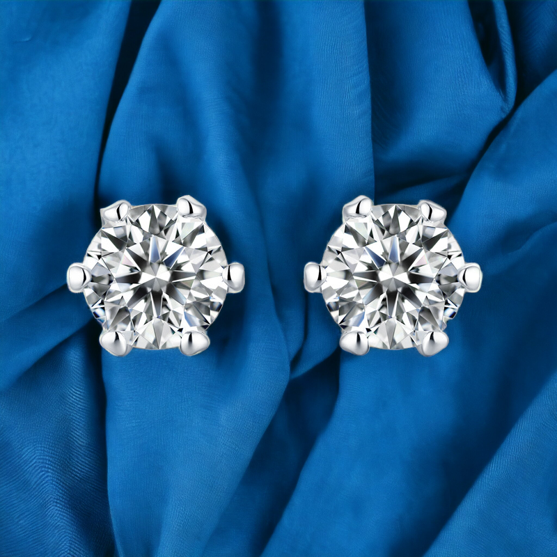 【星辰】銀雨雪-莫桑鑽耳環(白、藍、粉)