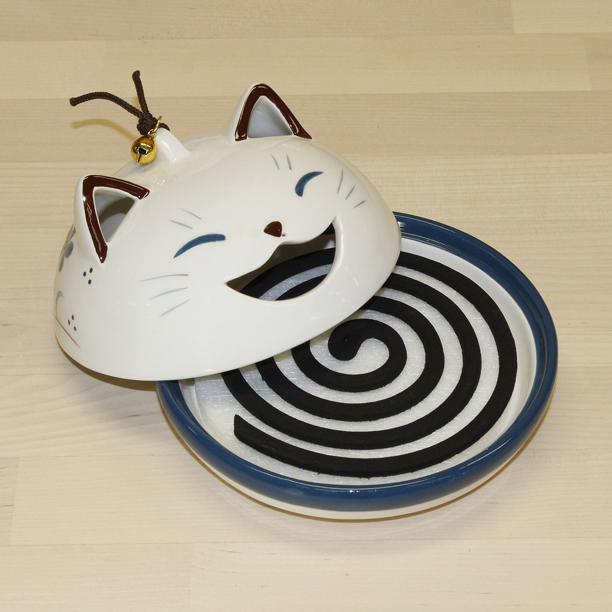 日本 薬師窯 H10cm 陶瓷貓蚊香爐 -NA4406