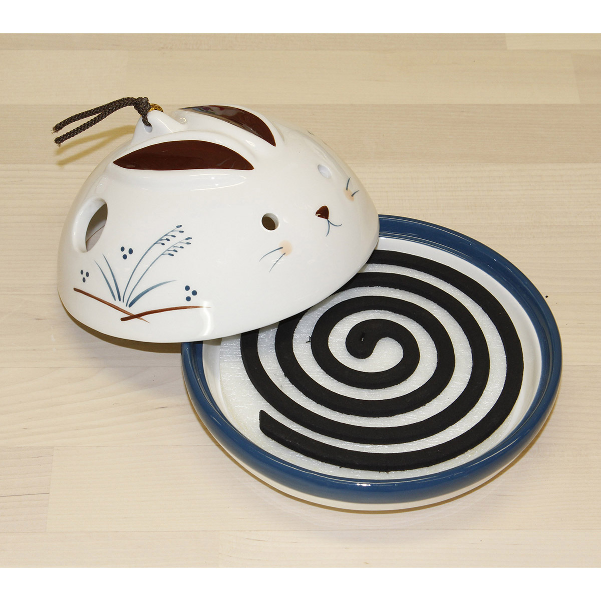 日本 薬師窯 H10cm 陶瓷兔蚊香爐 -NA4407