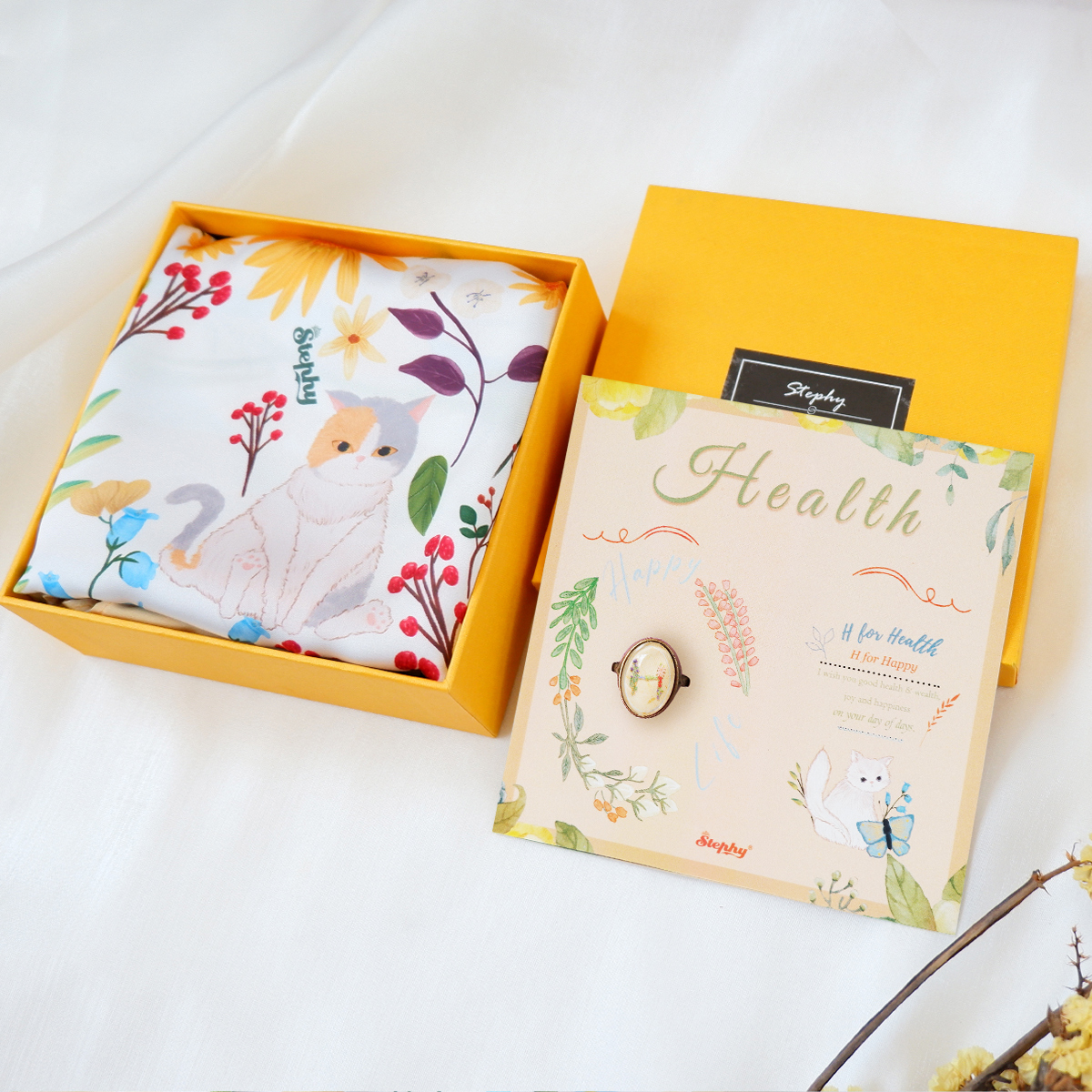 STEPHY 健康快樂Health貓的午後小絲巾套裝