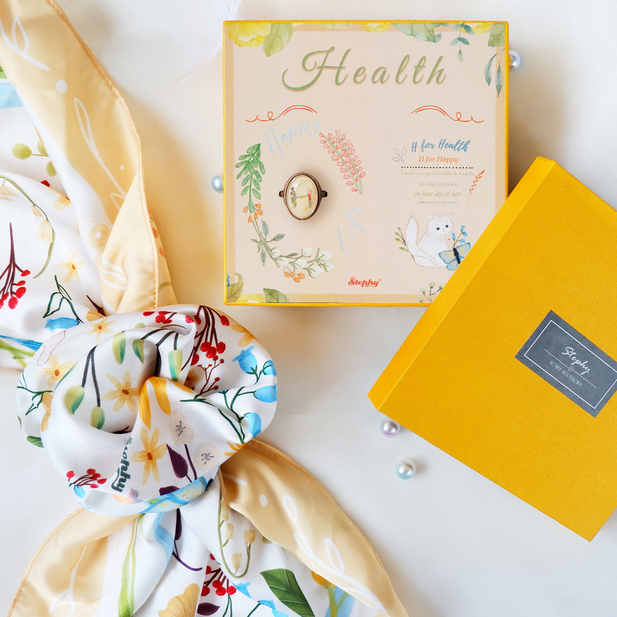 STEPHY 健康快樂Health貓的午後小絲巾套裝