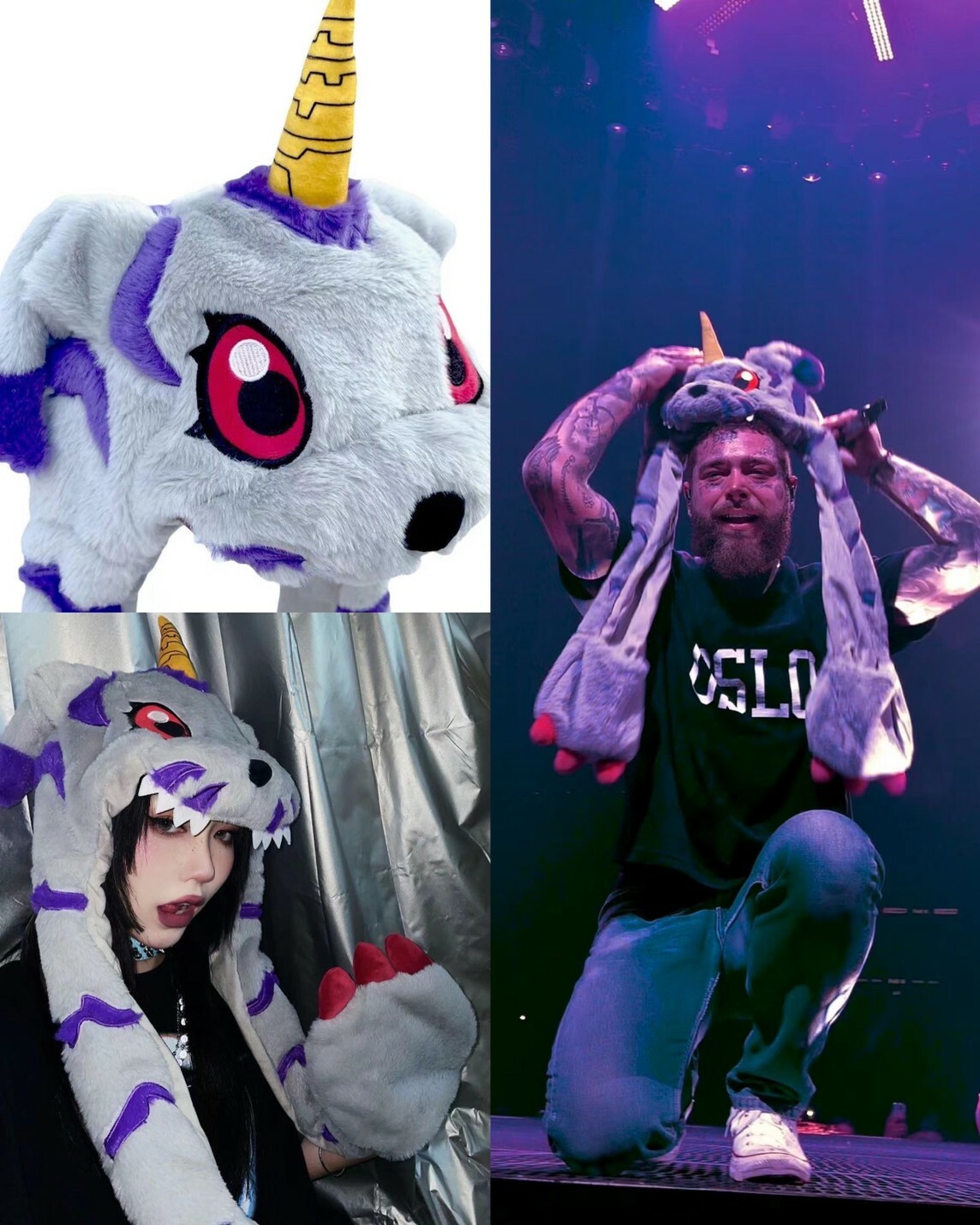Aone4sure 數碼寶貝 加布獸 毛絨帽 Post Malone 馬龍著用款 Gabumon Beanie 彩色款