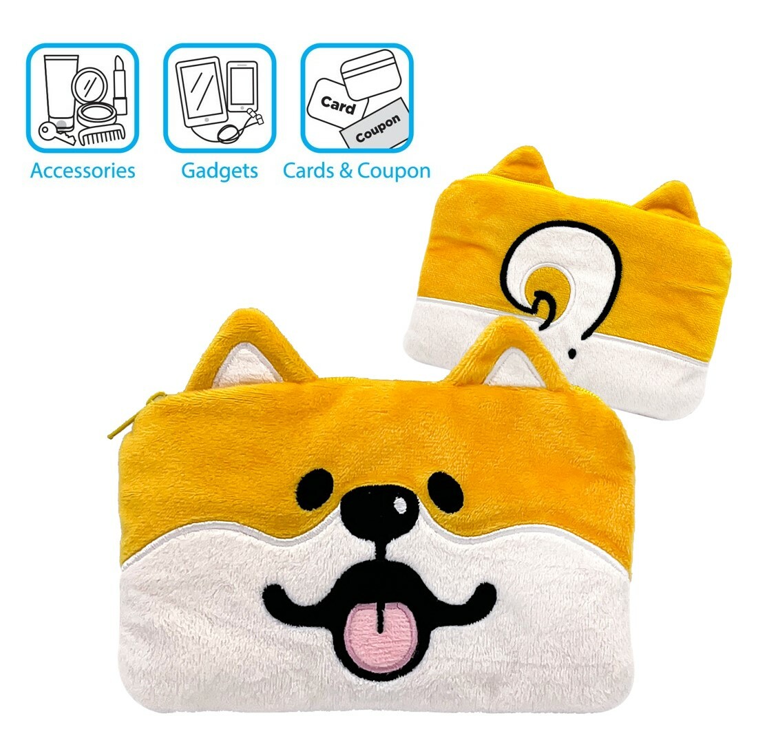 柴犬多用毛絨化妝袋