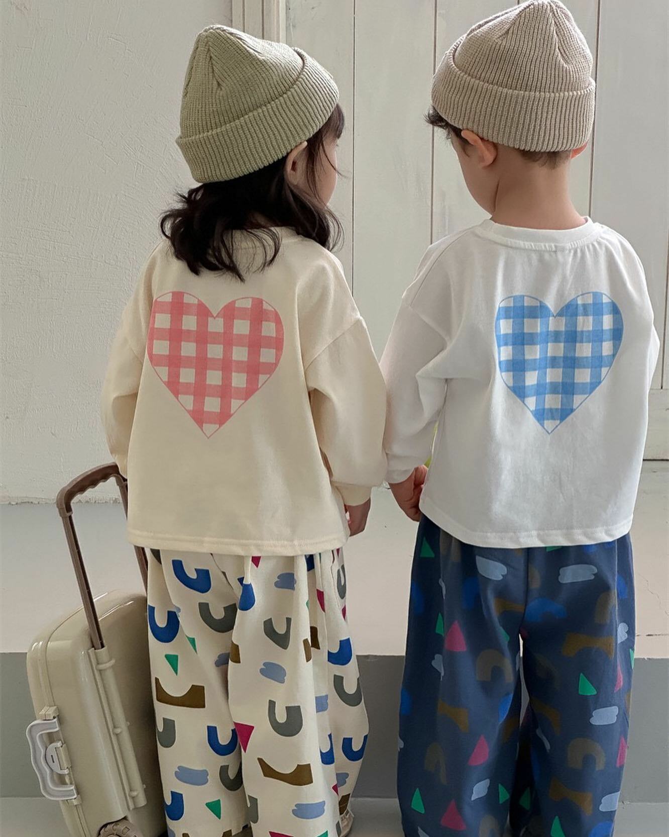 3色格紋愛心上衣