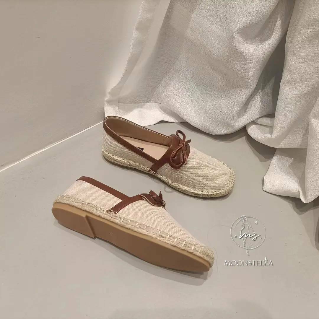 蝴蝶結棉麻漁夫鞋