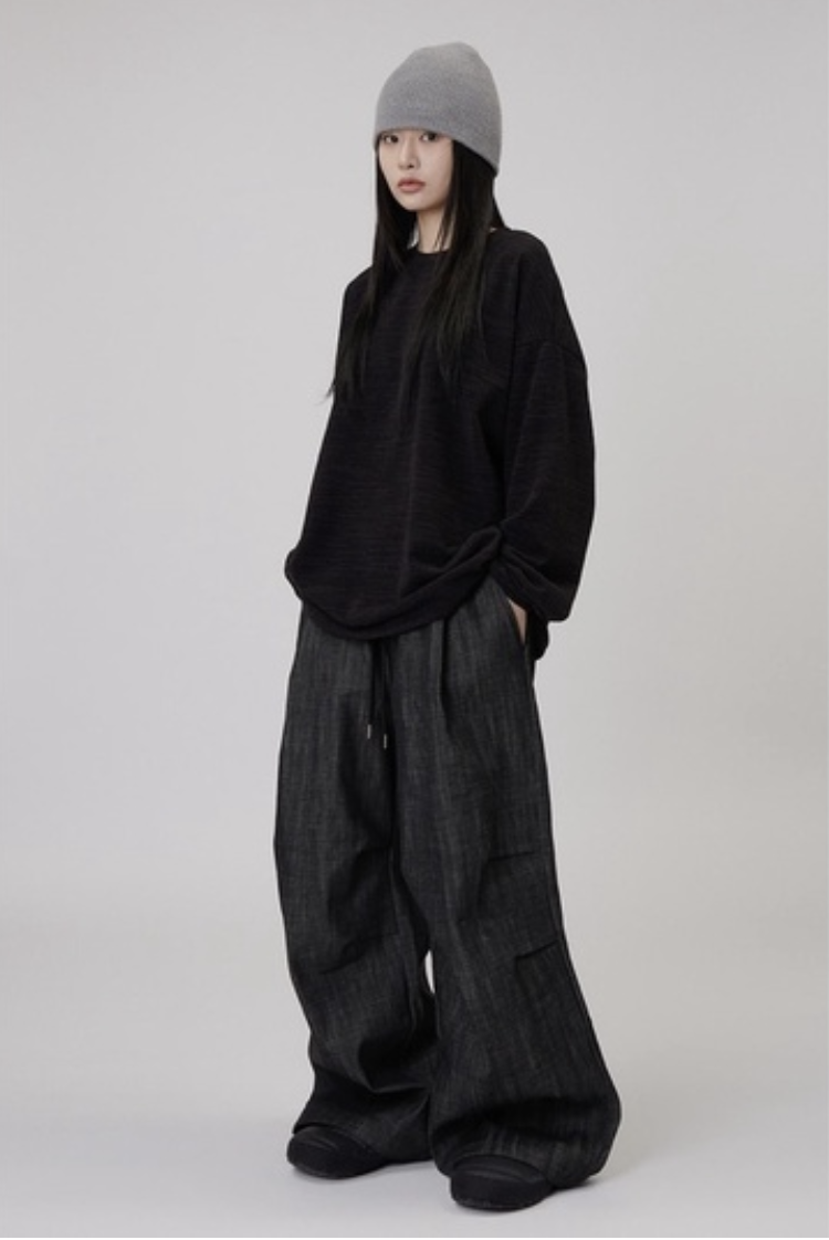 韓國 Raucohouse 不規則線紋薄長袖 長袖 薄長袖 波紋 寬鬆版型