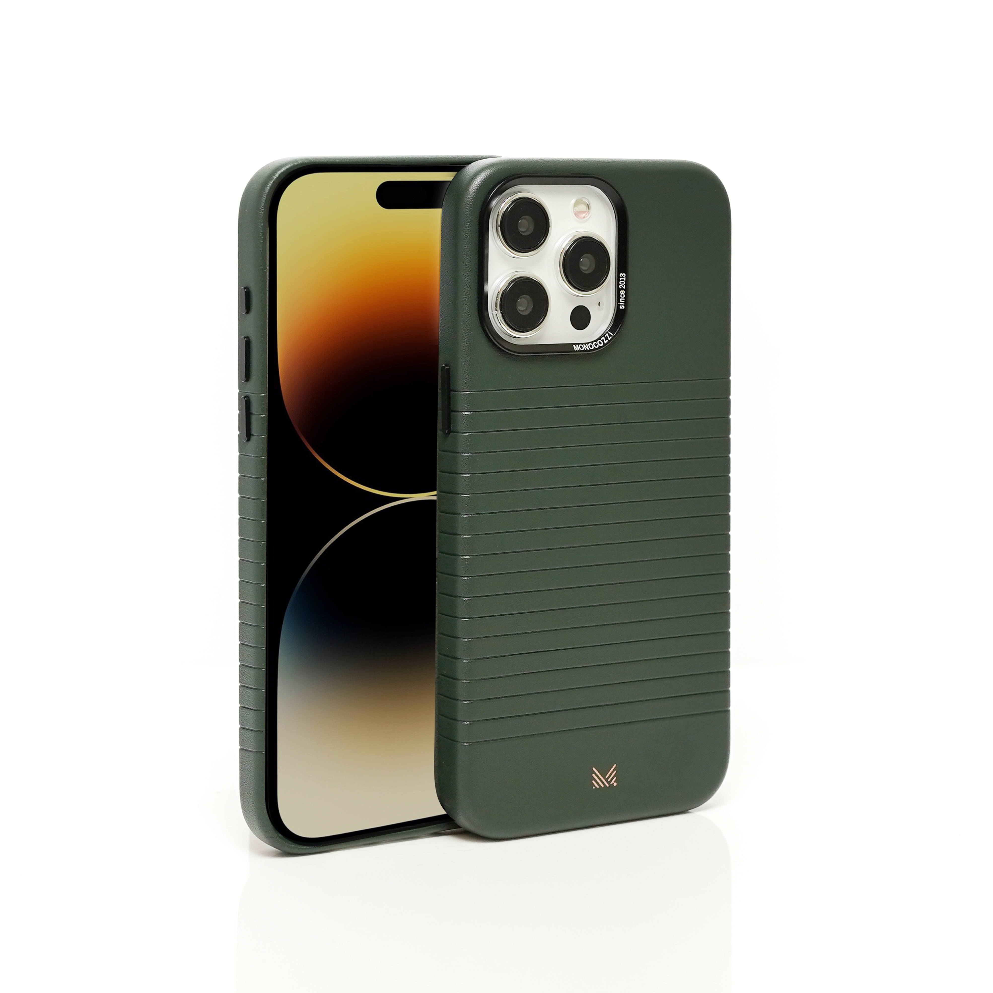 for iPhone 15 Pro Max | LUCID Refined | Magnetic Charging Compatible Biodegradable Leather Protective Case - Olive Night