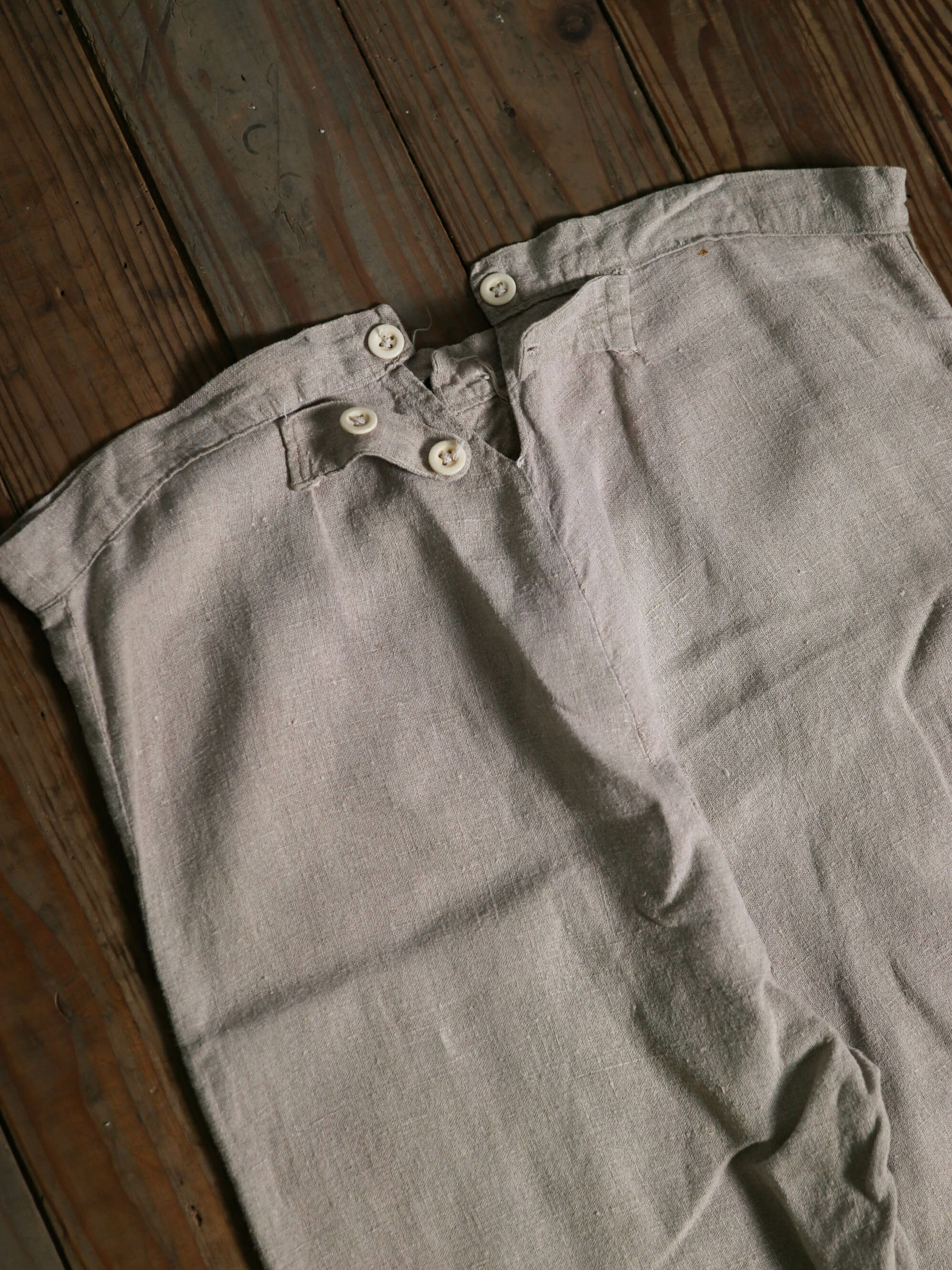 1930's French Ecru Linen Fabric Work Trousers / 1930年代