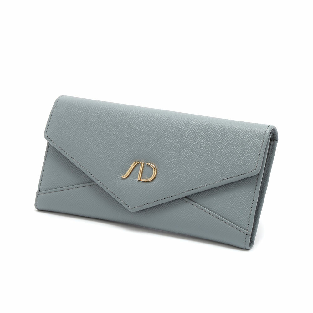 防刮紋信封牛皮長夾 藍色