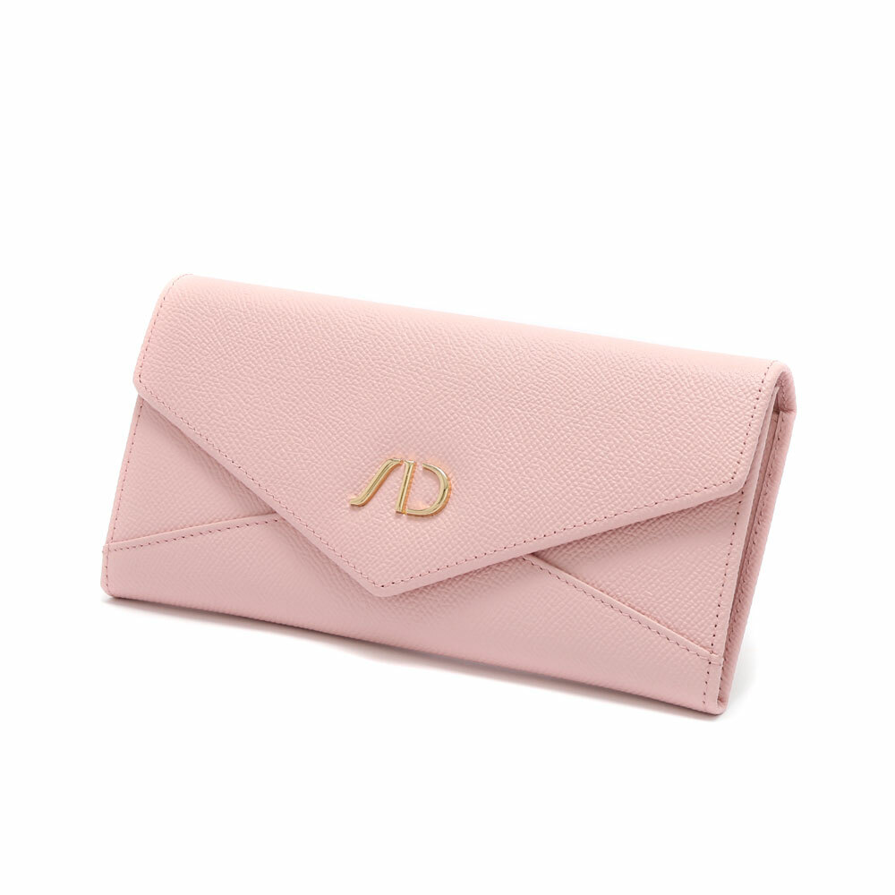 防刮紋信封牛皮長夾 粉紅色