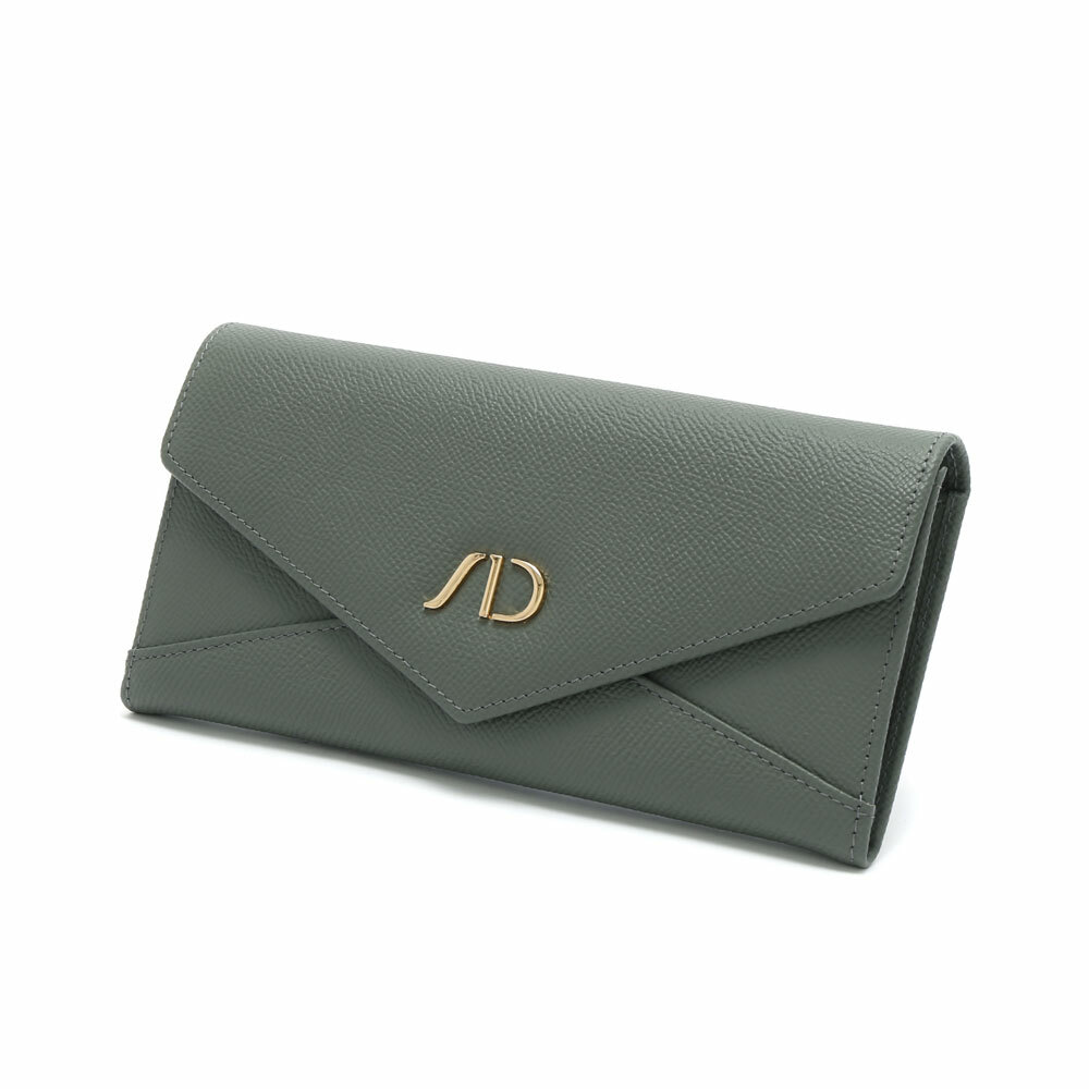 防刮紋信封牛皮長夾 綠色