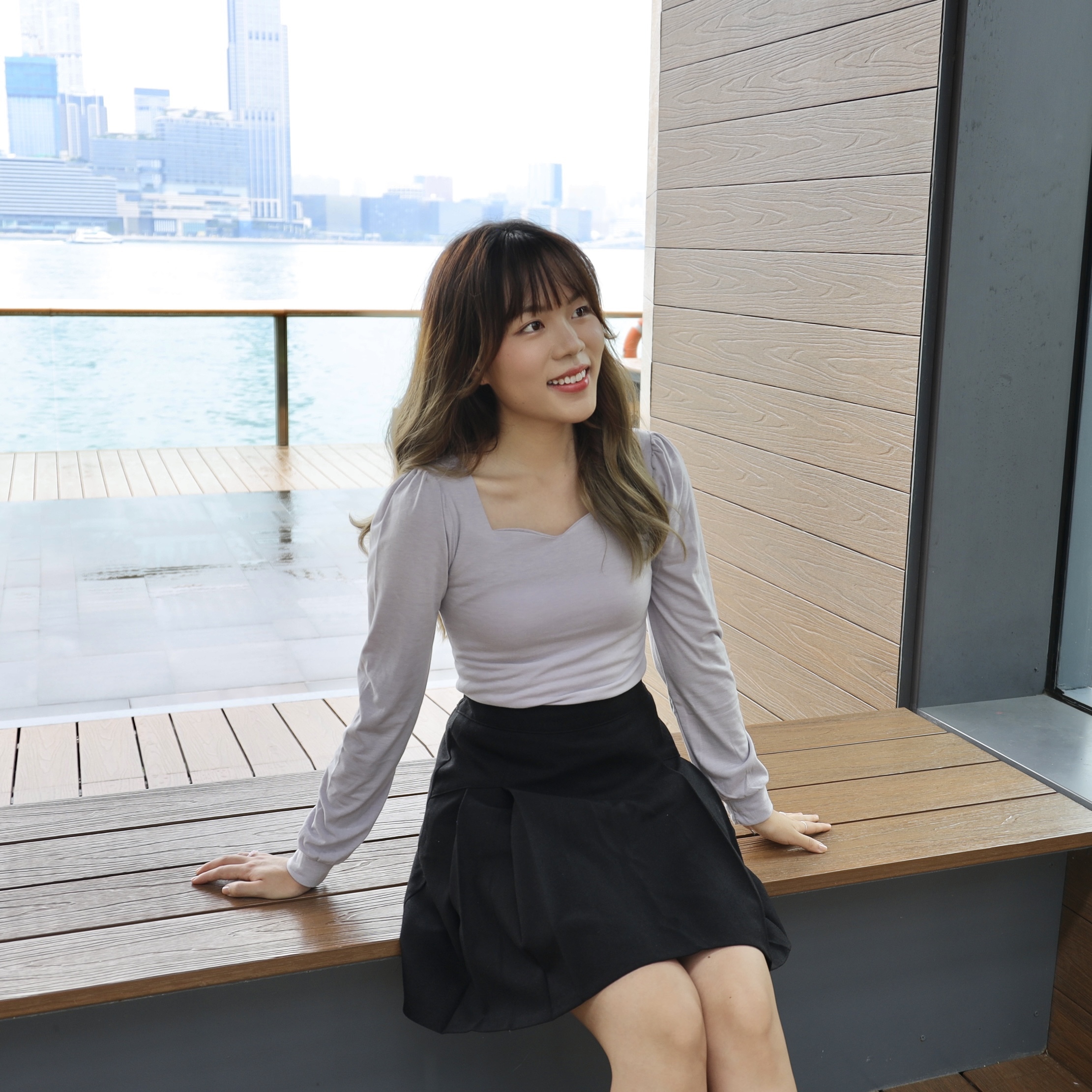 ✨||TOP412||柔和心形領公主袖棉長袖TOP