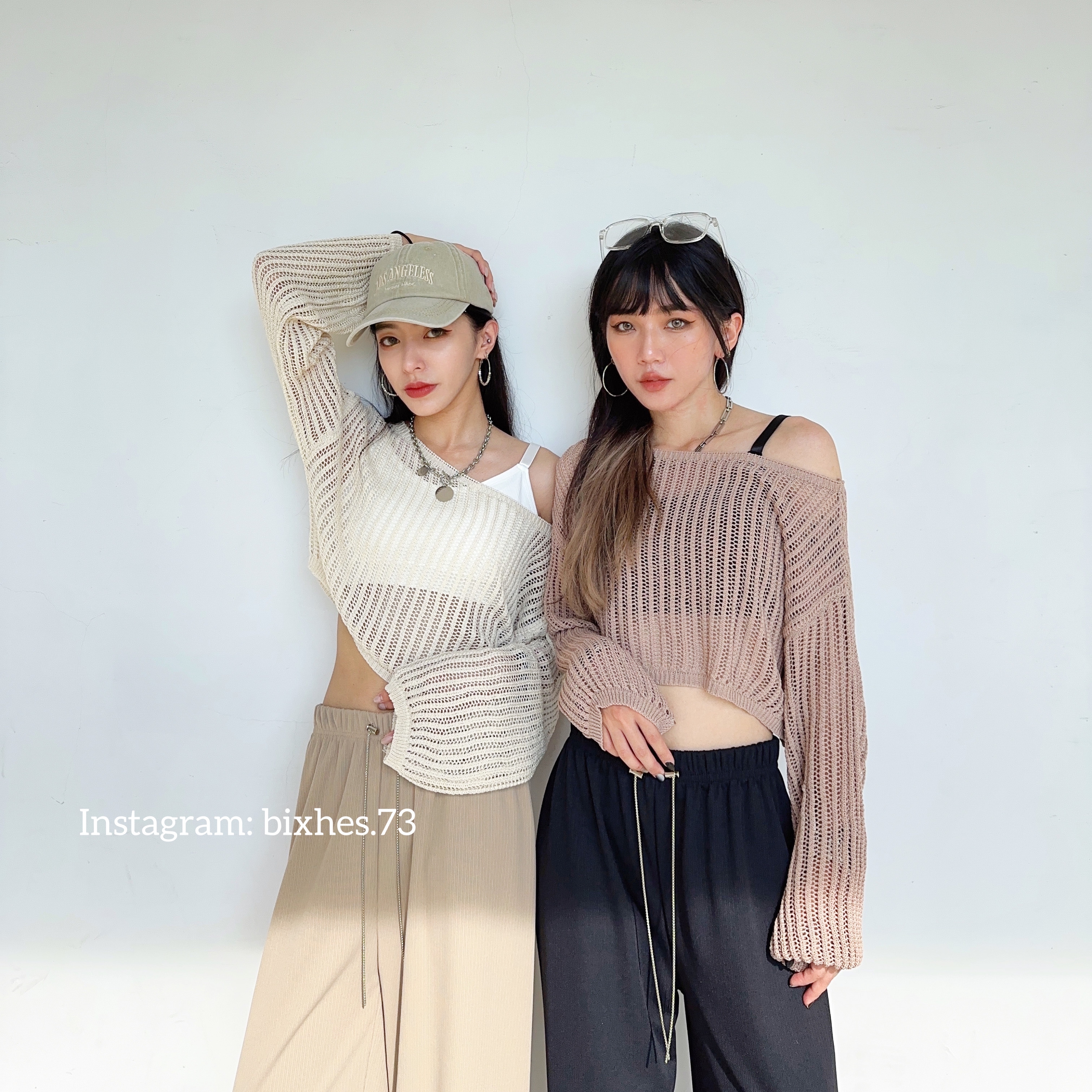 早秋純色洞洞短版罩衫(B00027)