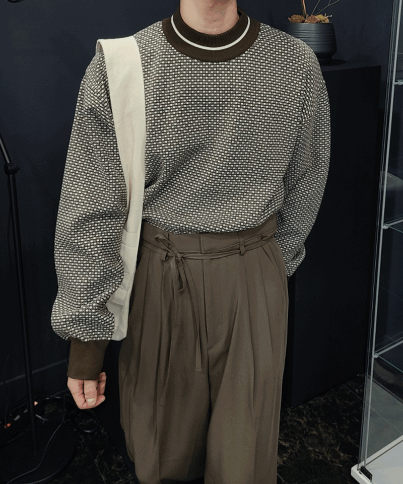 (韓國限時特價)Tabi小高領提花針織衫上衣