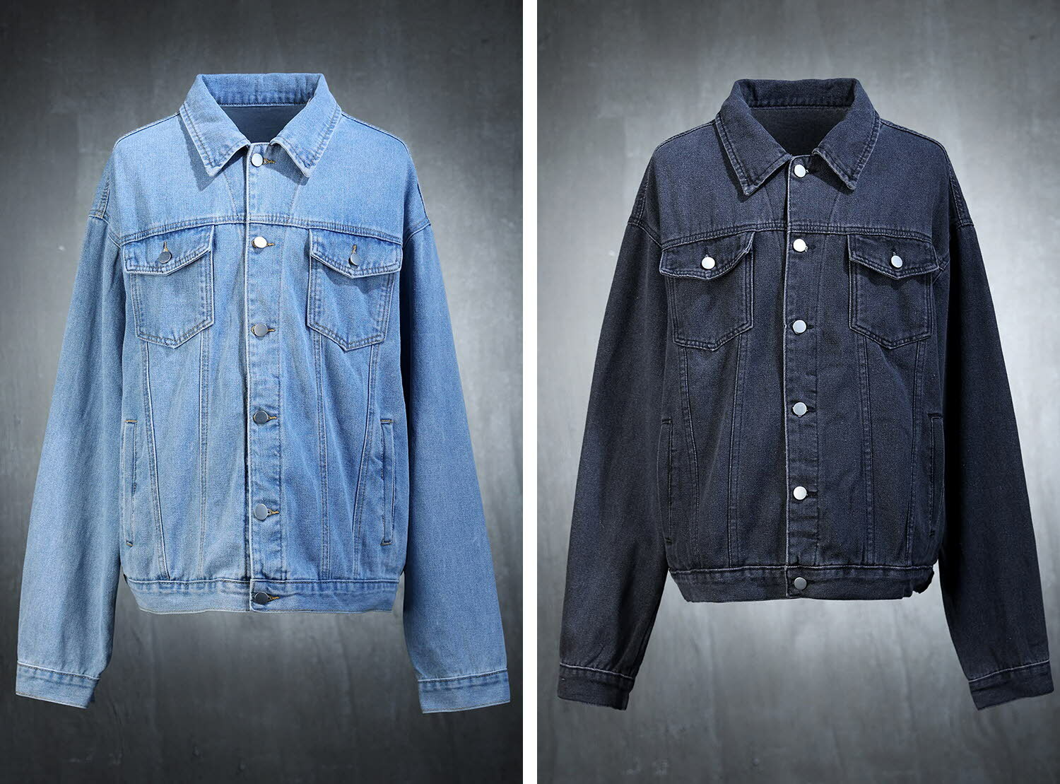 水洗牛仔寬版牛仔夾克