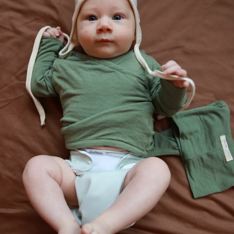 長袖-尤加利綠-喀什米爾羊毛微莫代爾混紡 | LOOPBODY包屁衣