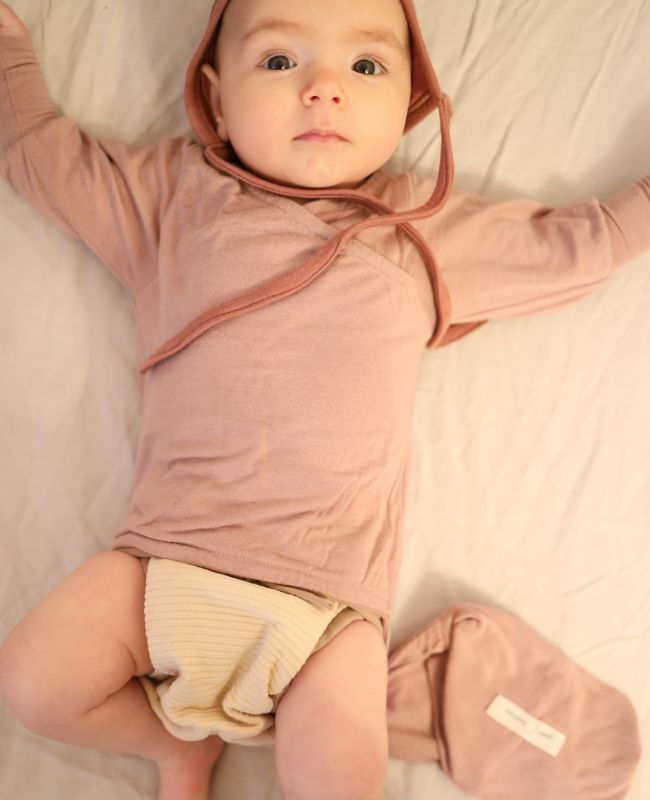 長袖-玫瑰粉-喀什米爾羊毛微莫代爾混紡 | LOOPBODY包屁衣