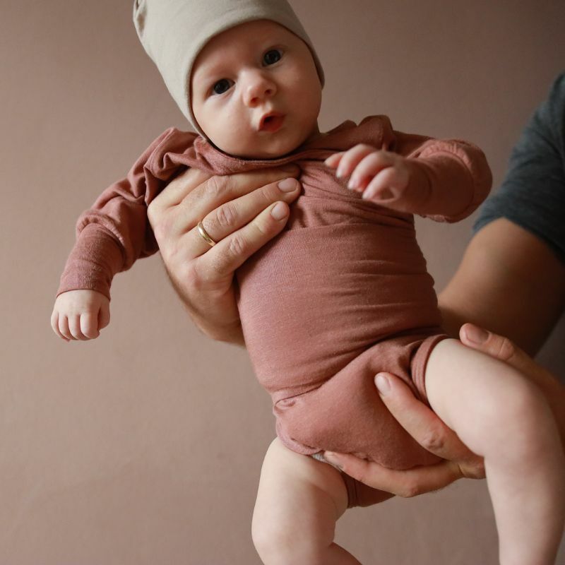 長袖-肉桂橘-喀什米爾羊毛微莫代爾混紡 | LOOPBODY包屁衣