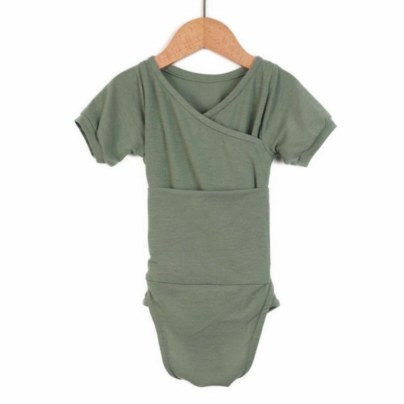 短袖-尤加利綠-喀什米爾羊毛微莫代爾混紡 | LOOPBODY包屁衣