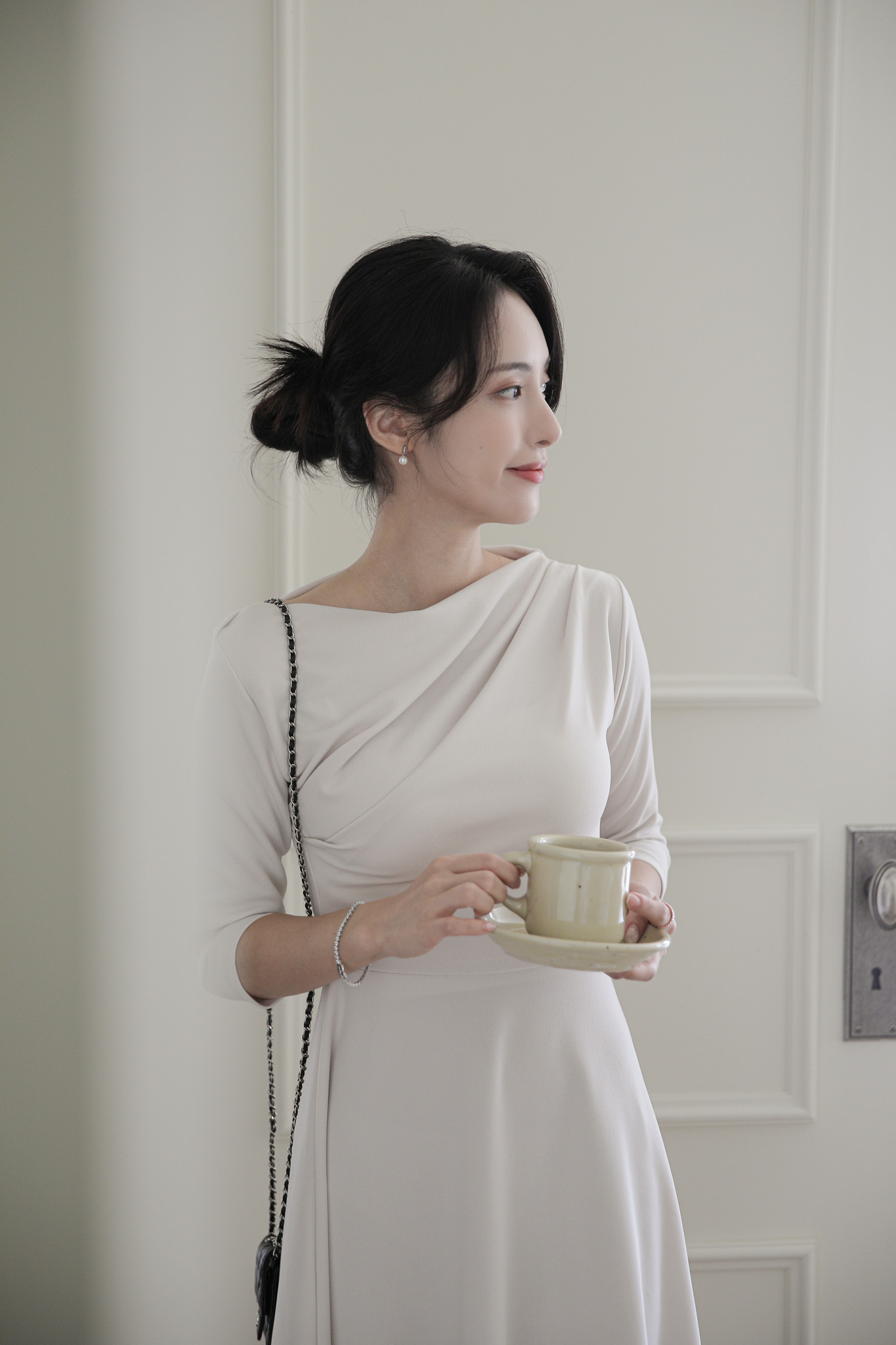 🚀當日出貨   Joanna 法式甜美胸前抓皺7分袖洋裝 (2 colors)