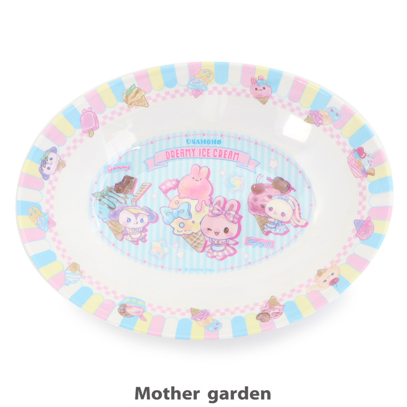 Usamomo萌兔桃桃-咖哩盤-花紋