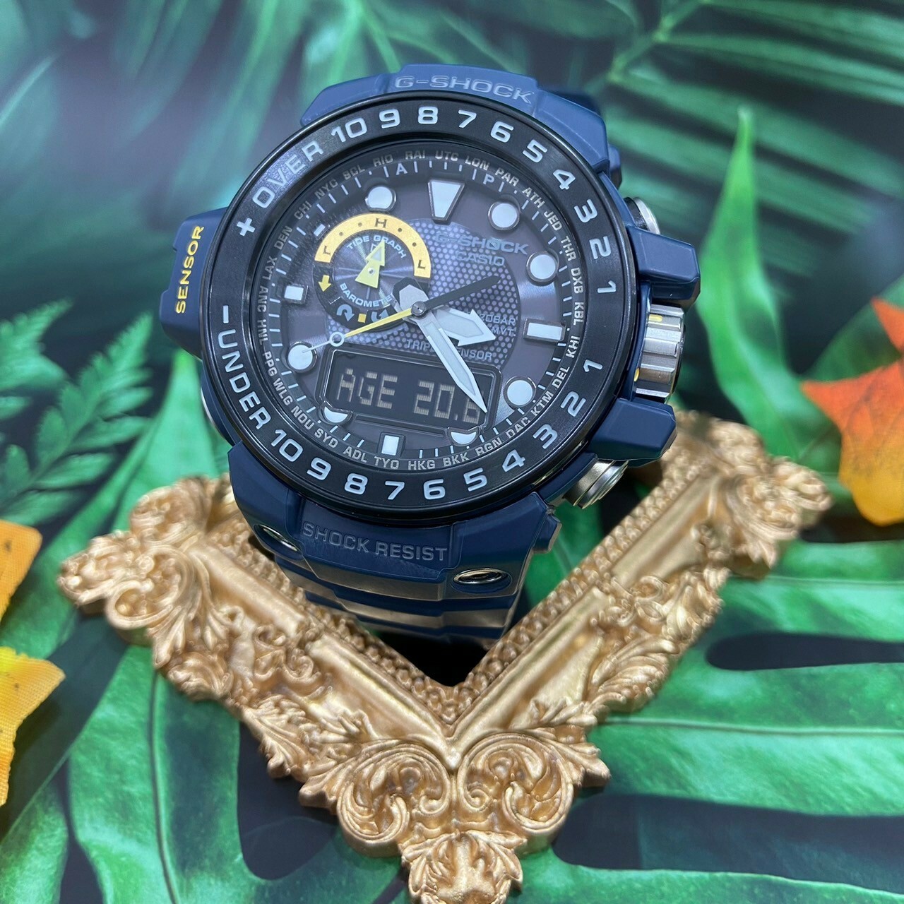 【G-SHOCK】專業行家海軍風設計概念太陽能電波錶-藍 GWN-1000NV-2A 48mm 現代鐘錶