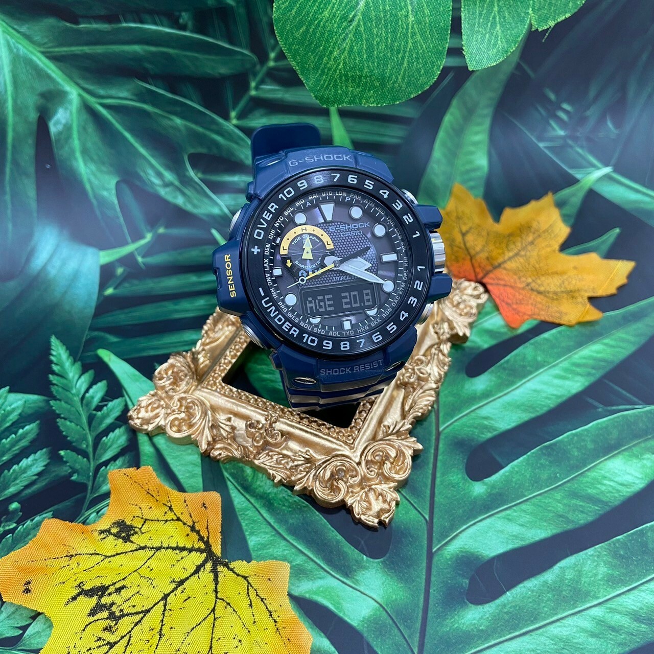 【G-SHOCK】專業行家海軍風設計概念太陽能電波錶-藍 GWN-1000NV-2A 48mm 現代鐘錶