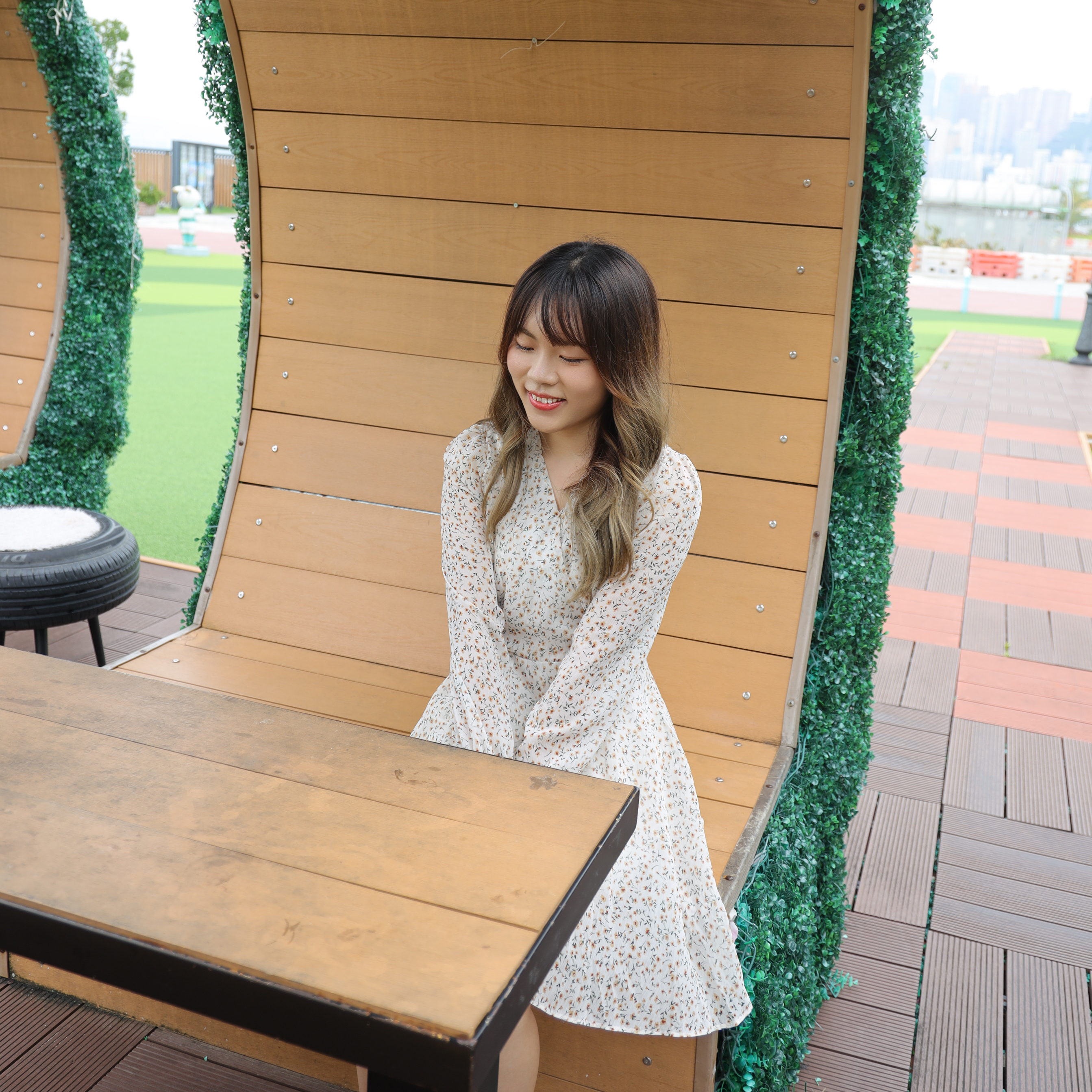 ✨ ||OPS169||v領寫意秋系小菊花連身裙