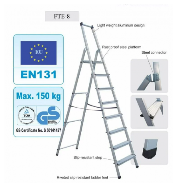 "SHEKLY" 8級 認証扶手梯鋁梯