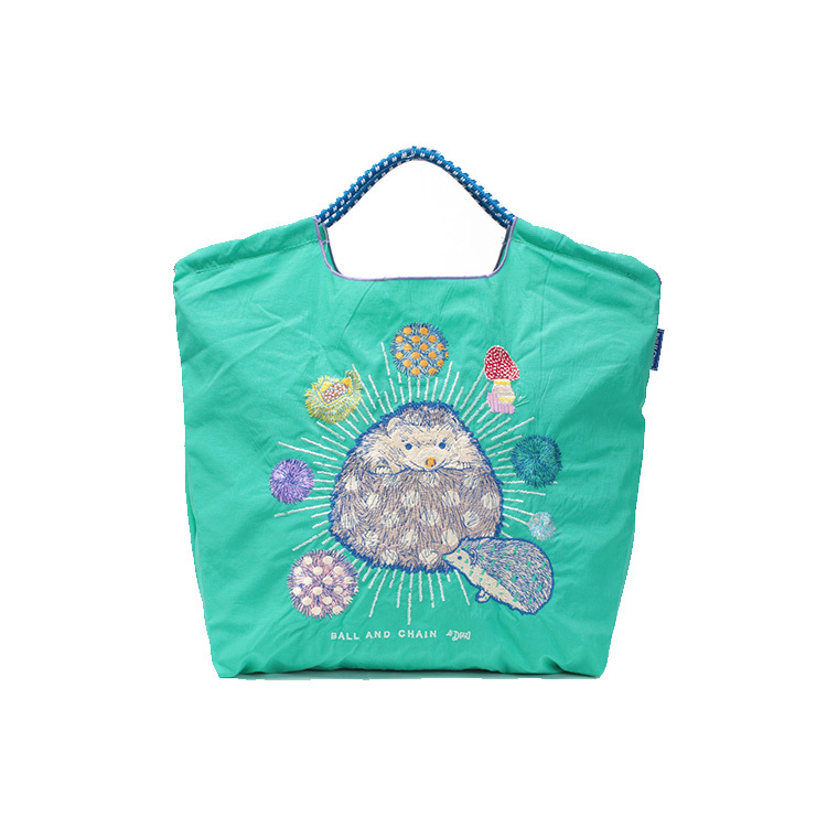 預購｜Ball & Chain 薄荷綠 刺蝟刺繡環保袋 M