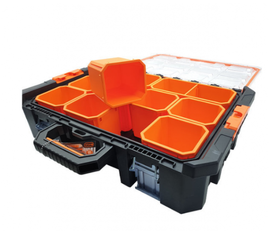 "TACTIX" 20"加厚黑色防水零件盒(透明蓋)