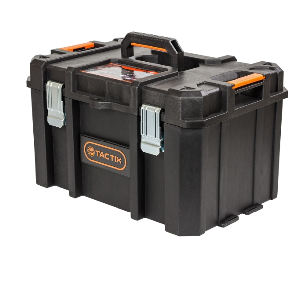 "TACTIX" 20"(中)加厚黑色膠工具箱(新扣)