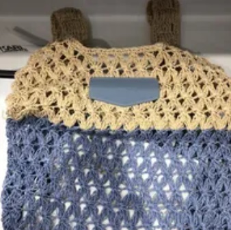 [S] KARL LAGERFELD 23UW3051 SIGNATURE CROCHET TOTE,NATURAL/DUSK BLUE, 8720744272526 (SKL722)