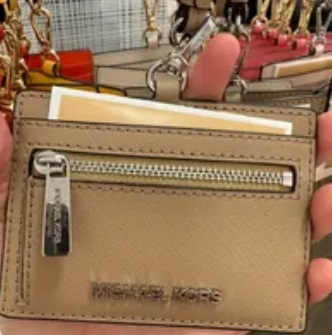 [S] MICHAEL KORS 35S3STVD3L JET SET TRAVEL LEATHER CARD CASE ID LANYARD,CAMEL, 196163783499 (SMK523)