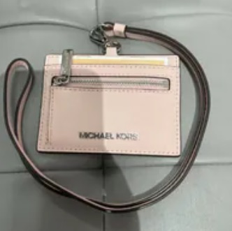 [S] MICHAEL KORS 35S3STVD3L JET SET TRAVEL EW CARD CASE ID LANYARD LEATHER,POWDER BLUSH, 196163783581 (SMK524)