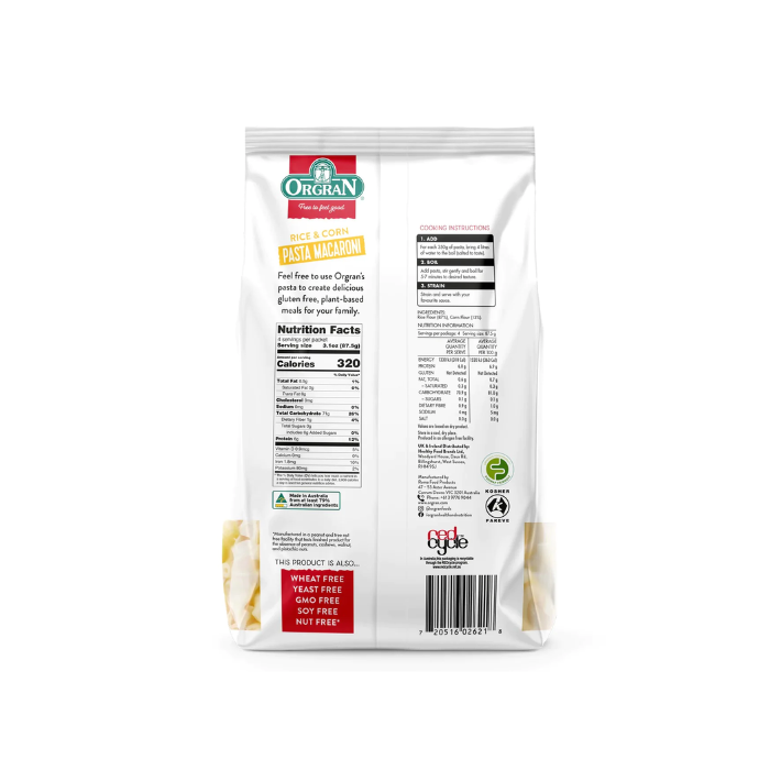Orgran Gluten Free Rice & Corn Pasta Macaroni (350g) (161415)
