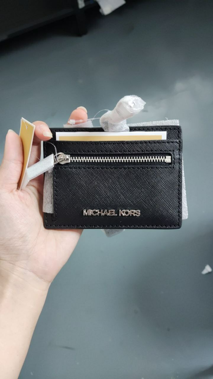 [S] MICHAEL KORS 35S3STVD3L JET SET TRAVEL EW CARD CASE ID LANYARD,BLACK, 196163783451 (SMK526)