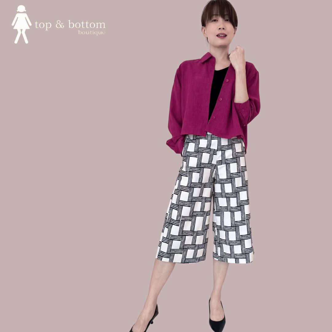 CHECKED PRINTED WIDE LEG PANT